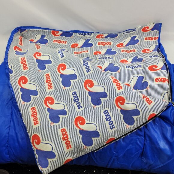 MLB Montreal Expos Vintage Sleeping Bag Baseball BECO Blue Steel Zipper - Picture 1 of 3